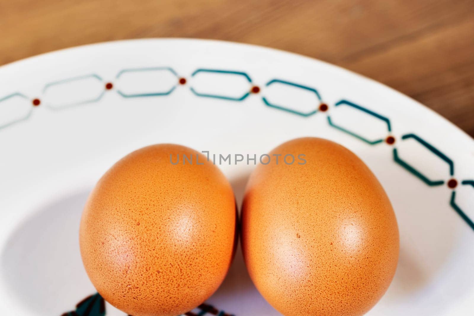 Chicken eggs in white plate , preparing food , 