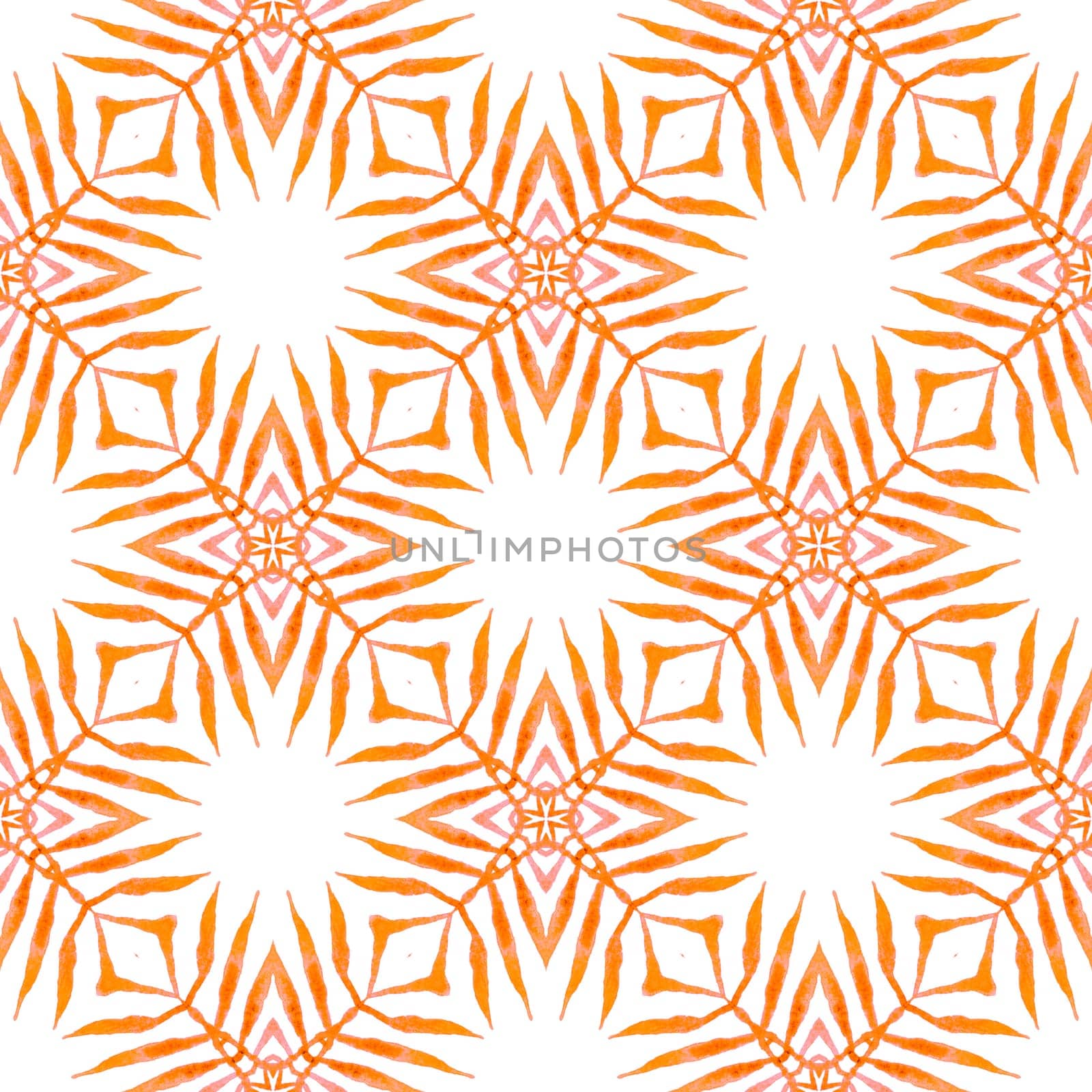 Mosaic seamless pattern. Orange wondrous boho chic summer design. Textile ready breathtaking print, swimwear fabric, wallpaper, wrapping. Hand drawn green mosaic seamless border.