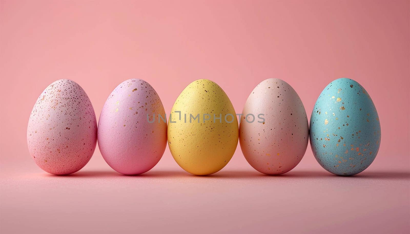 Pastel Easter eggs background. Light colors. Happy Easter banner, poster, greeting card. Trendy Easter design, flowers, eggs, in pastel pink blue colors. Modern minimal style Copy space. Happy Easter spring holiday by Annebel146