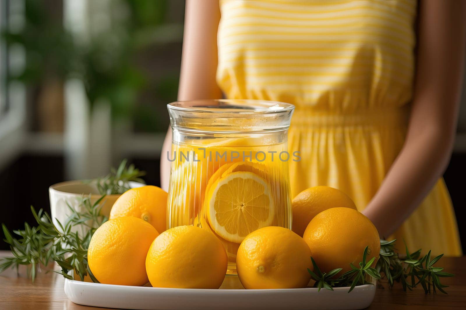 The girl prepares fresh orange juice, making orange juice at home.