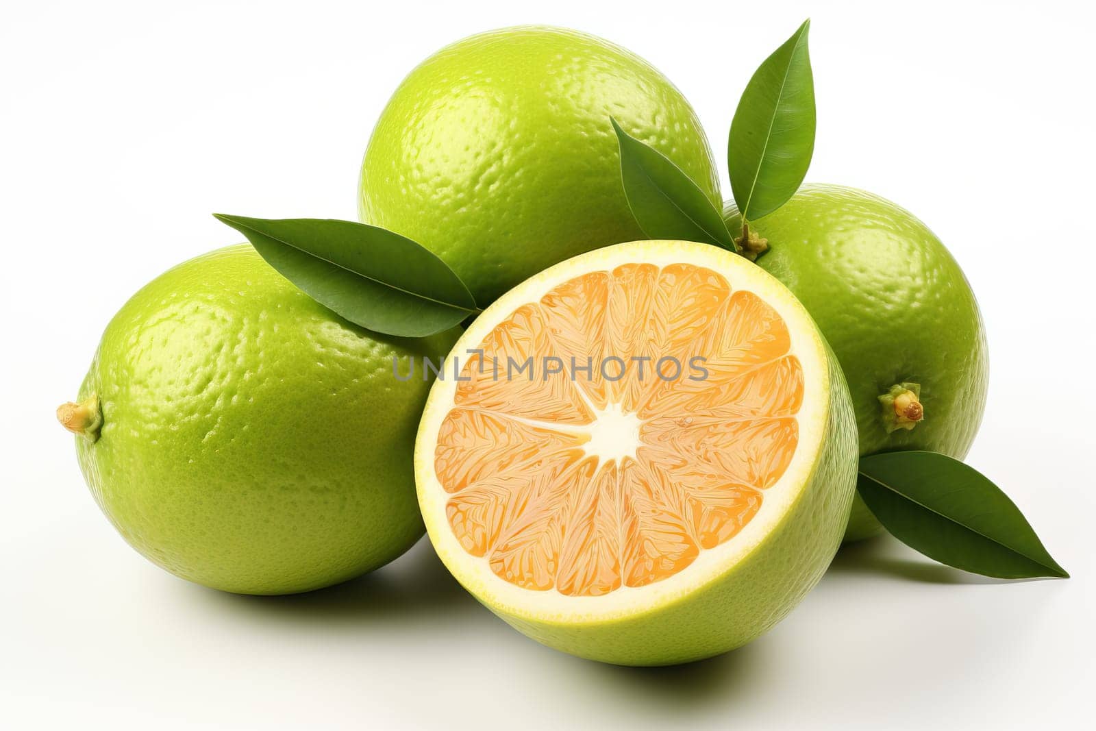 pomelo fruit isolated on white background close-up, pomelo is a type of citrus fruit.