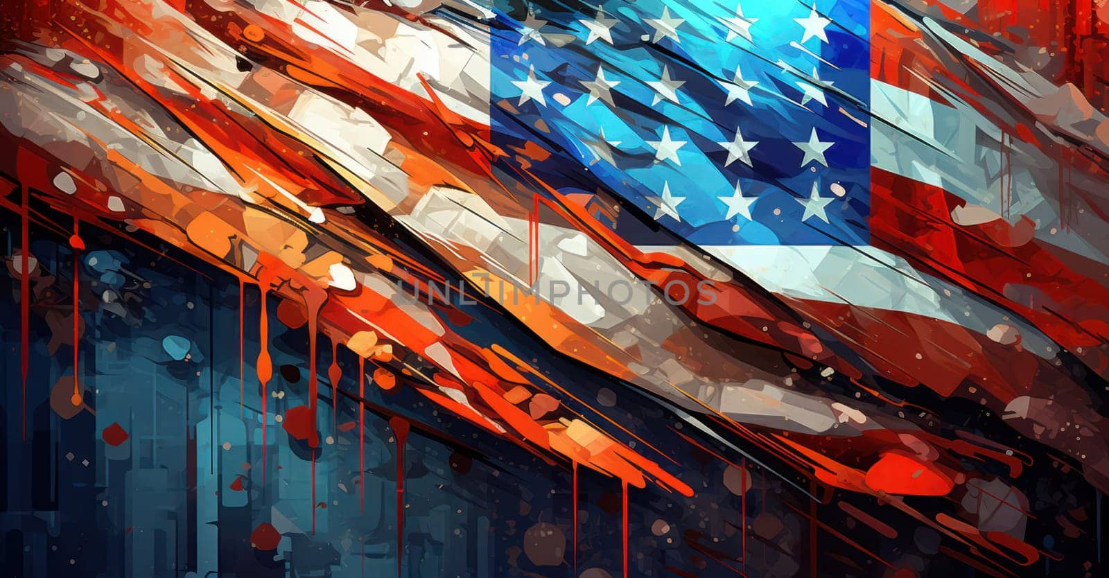 Patriotic United States Flag Illustration on Grunge Background. by Vichizh