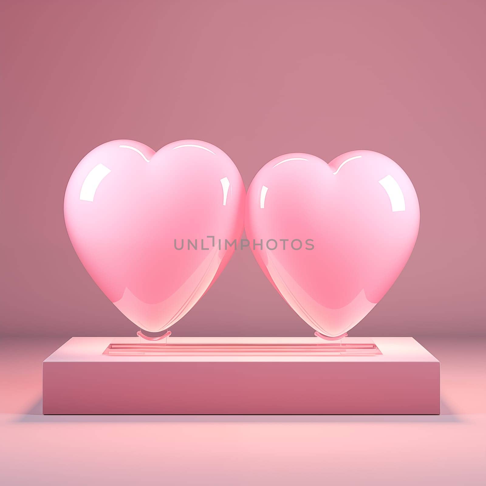 realistic 3D hearts on pink background. Can used for greeting card, invitation design. 3D rendering illustration.