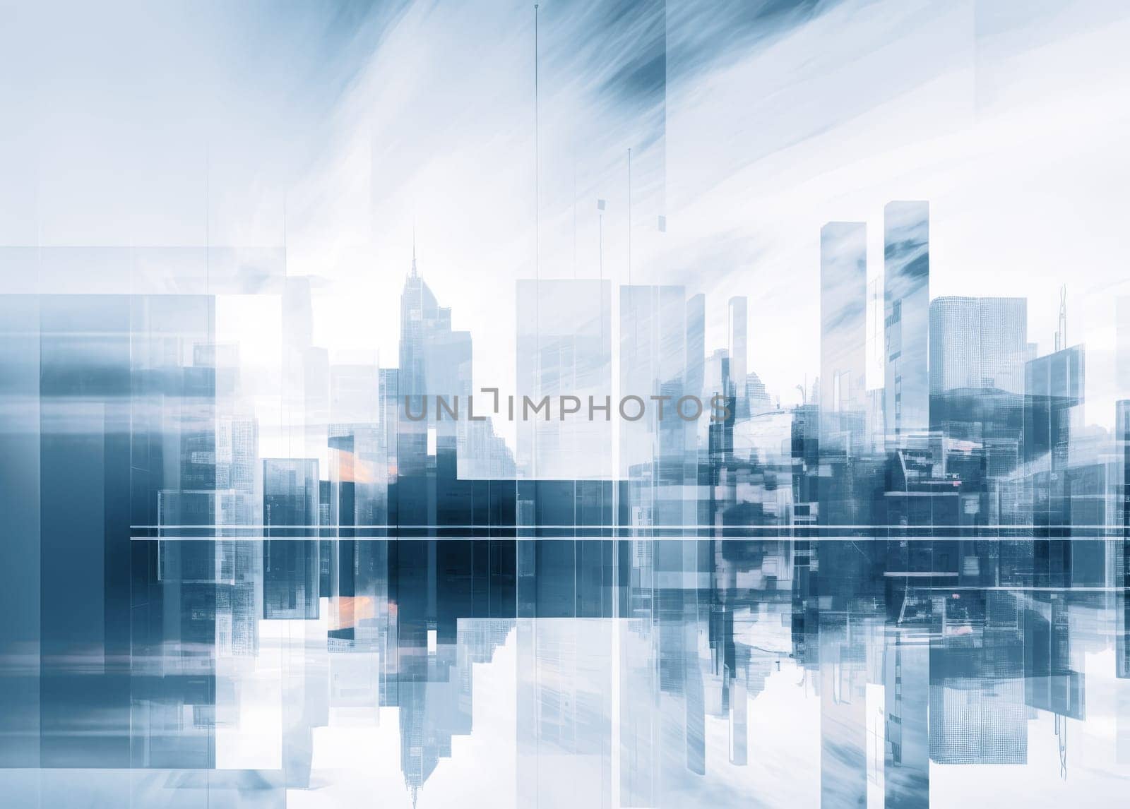 Abstract city background, cityscape and skyline double exposure comeliness