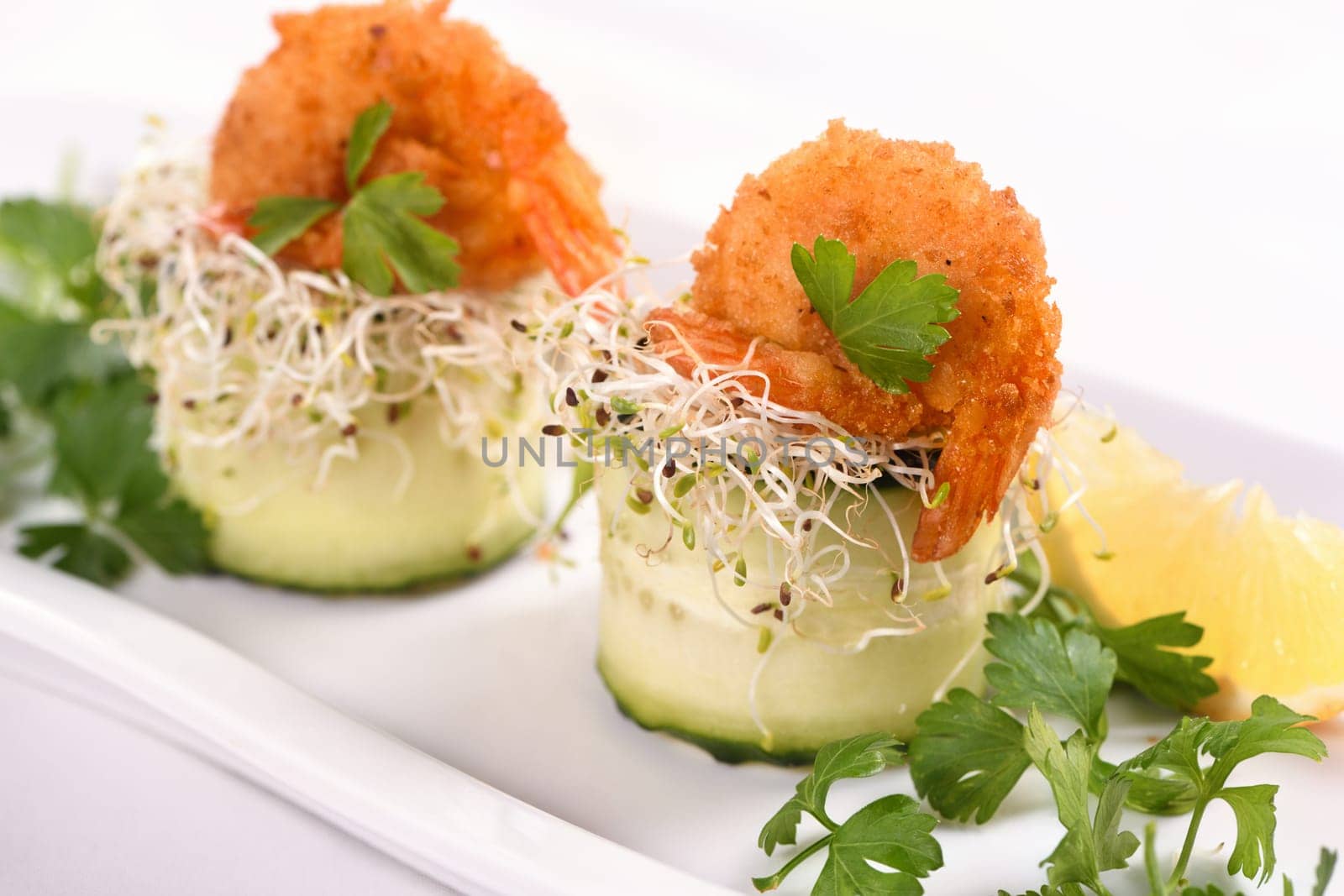 Cucumber and shrimp appetizer by Apolonia