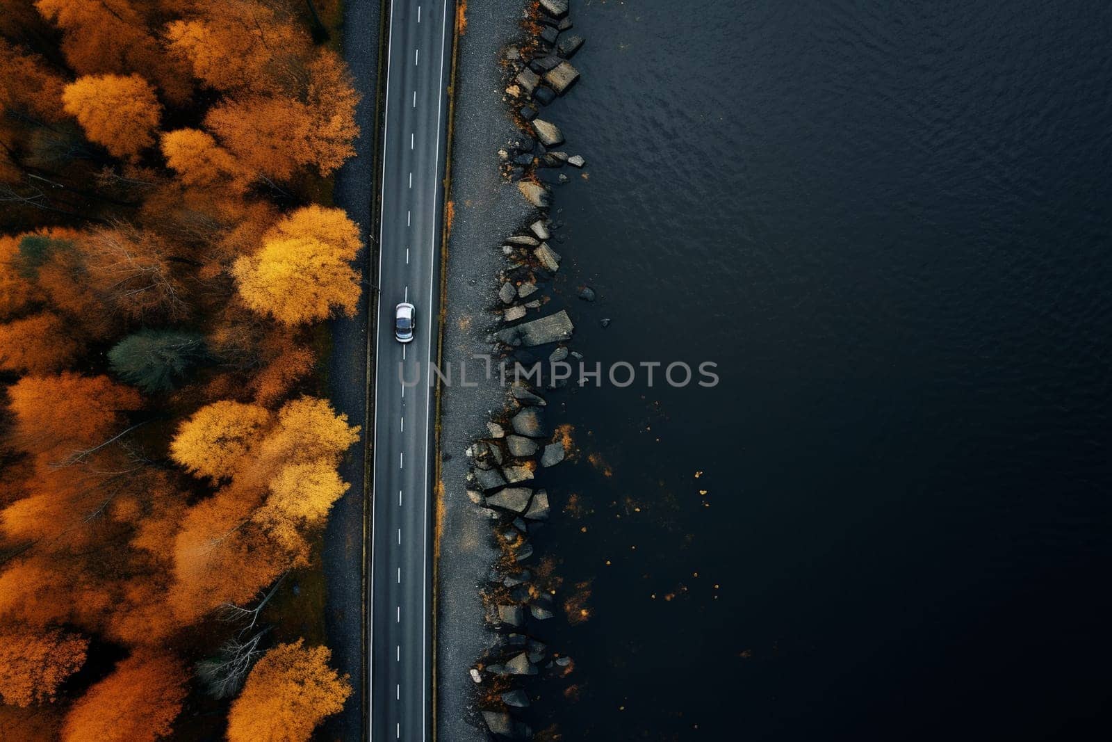 Aerial view of road in forest. by Andelov13