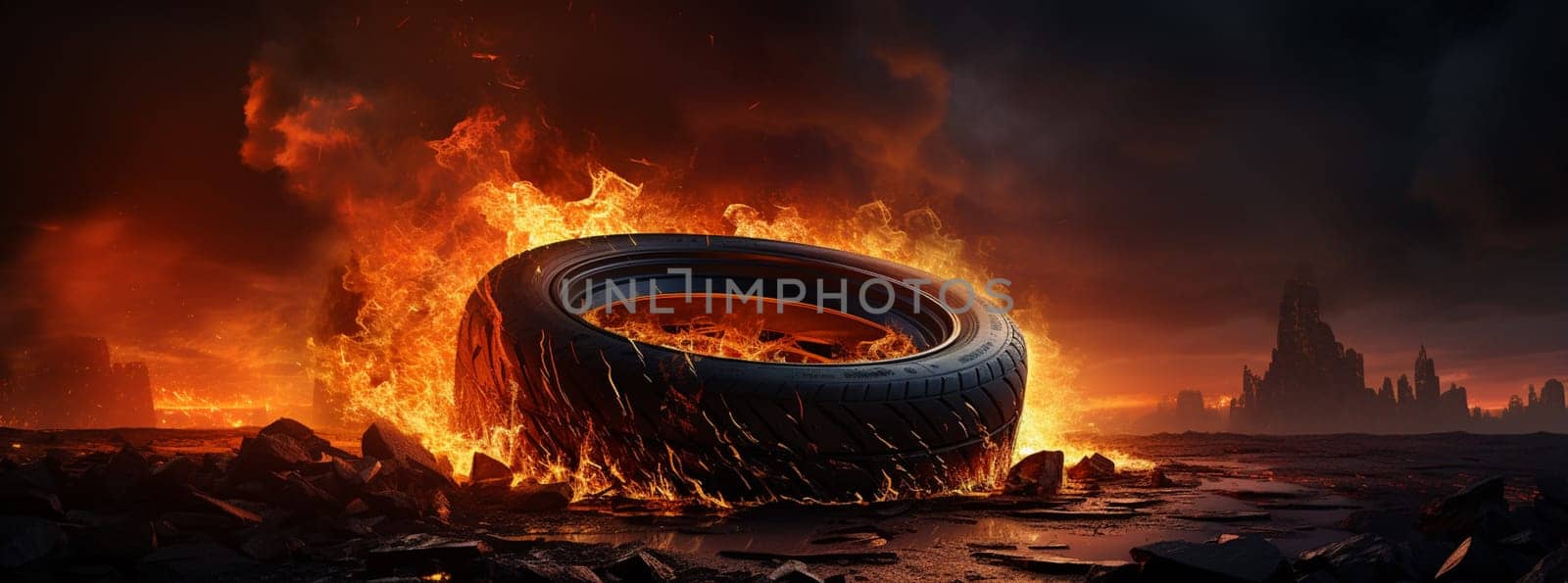 photo of black smoked and burning tire by Andelov13