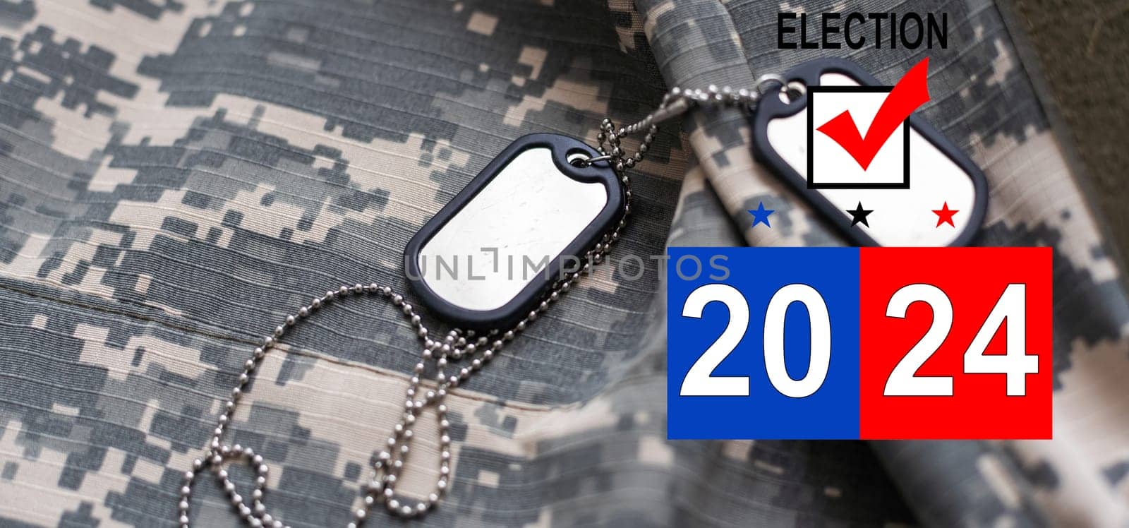 Presidential Election Vote 2024 USA time. army camouflage and badge by Andelov13