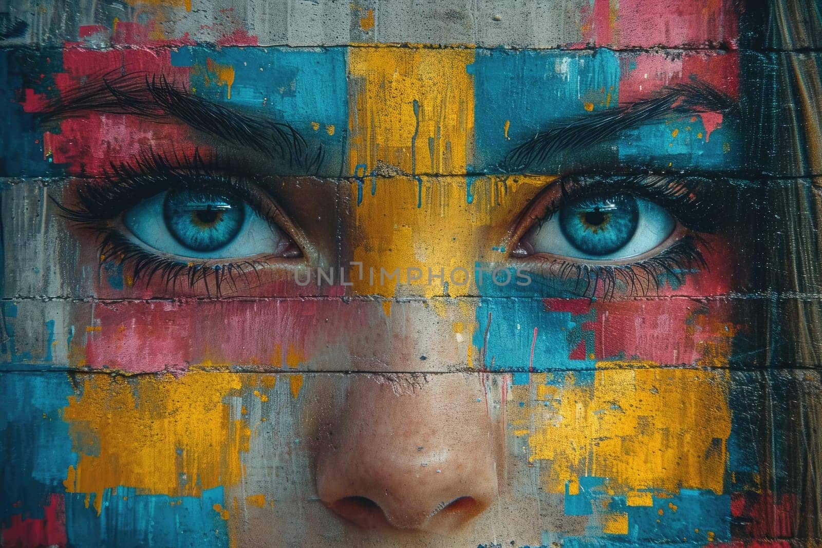 close up face of woman eye portrait with painting on the face comeliness by biancoblue