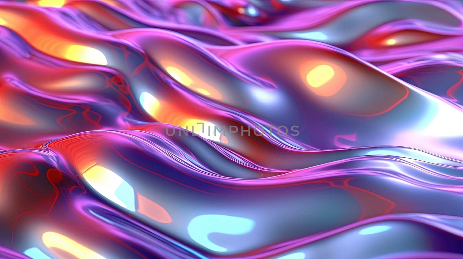 Abstract holographic waves on the iridescent background. Generated AI