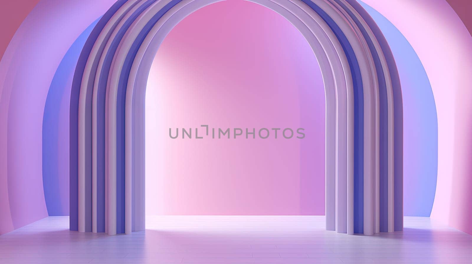 Abstract pink room with arch. Surreal architectural abstraction in pastel colors. Generated AI. by SwillKch