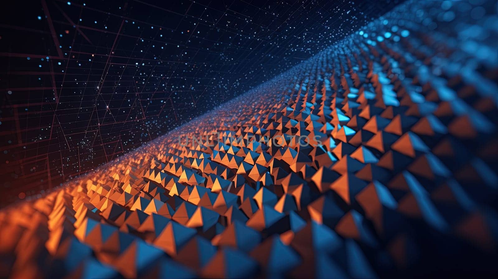 Abstract background with structure of neon triangles and technology style. Generated AI