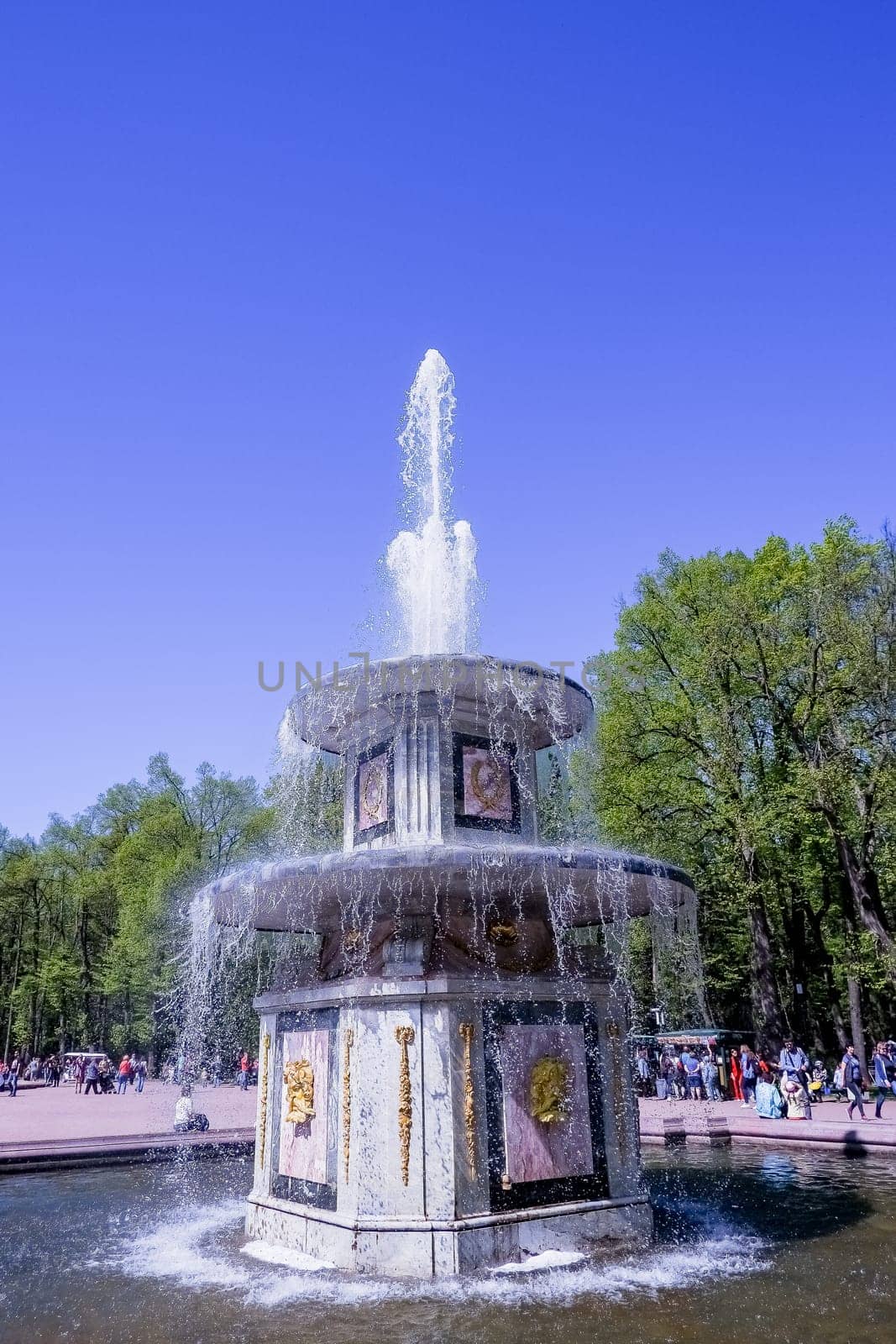 Roman fountain in lower park of Peterhof