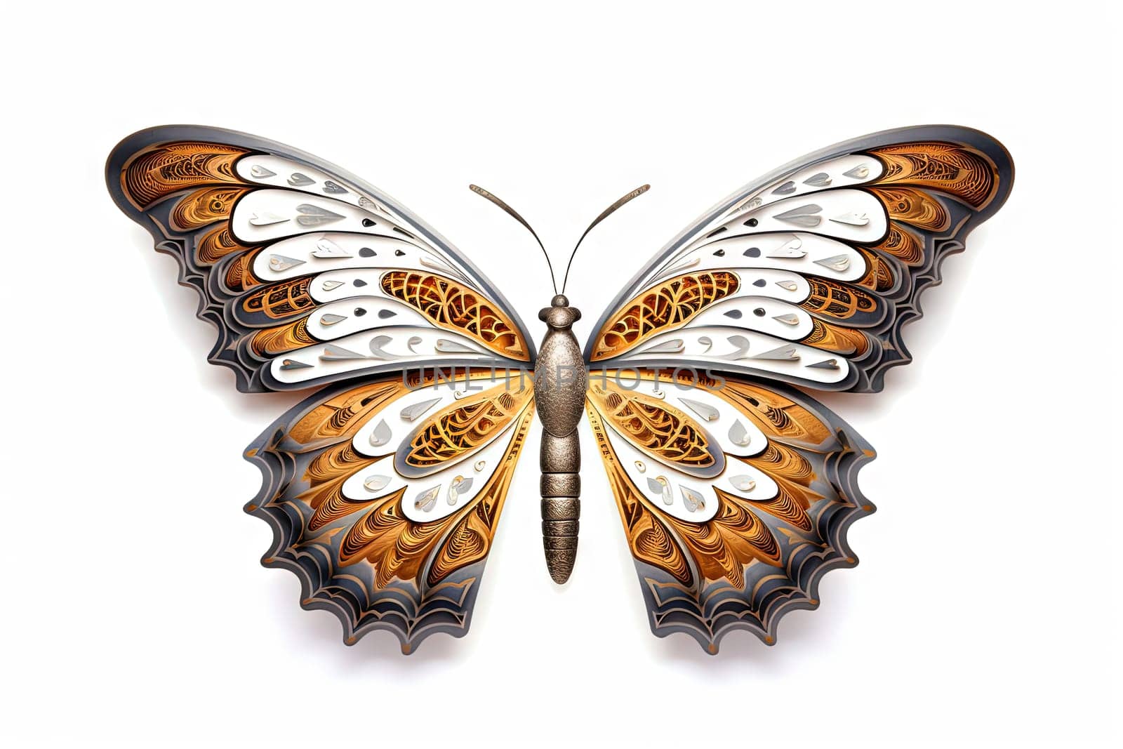 Colorful butterfly drawing isolated on withe. Generative AI