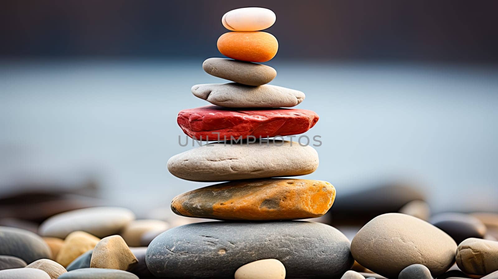 counterbalanced stones set against a calming gray background by Alla_Morozova93