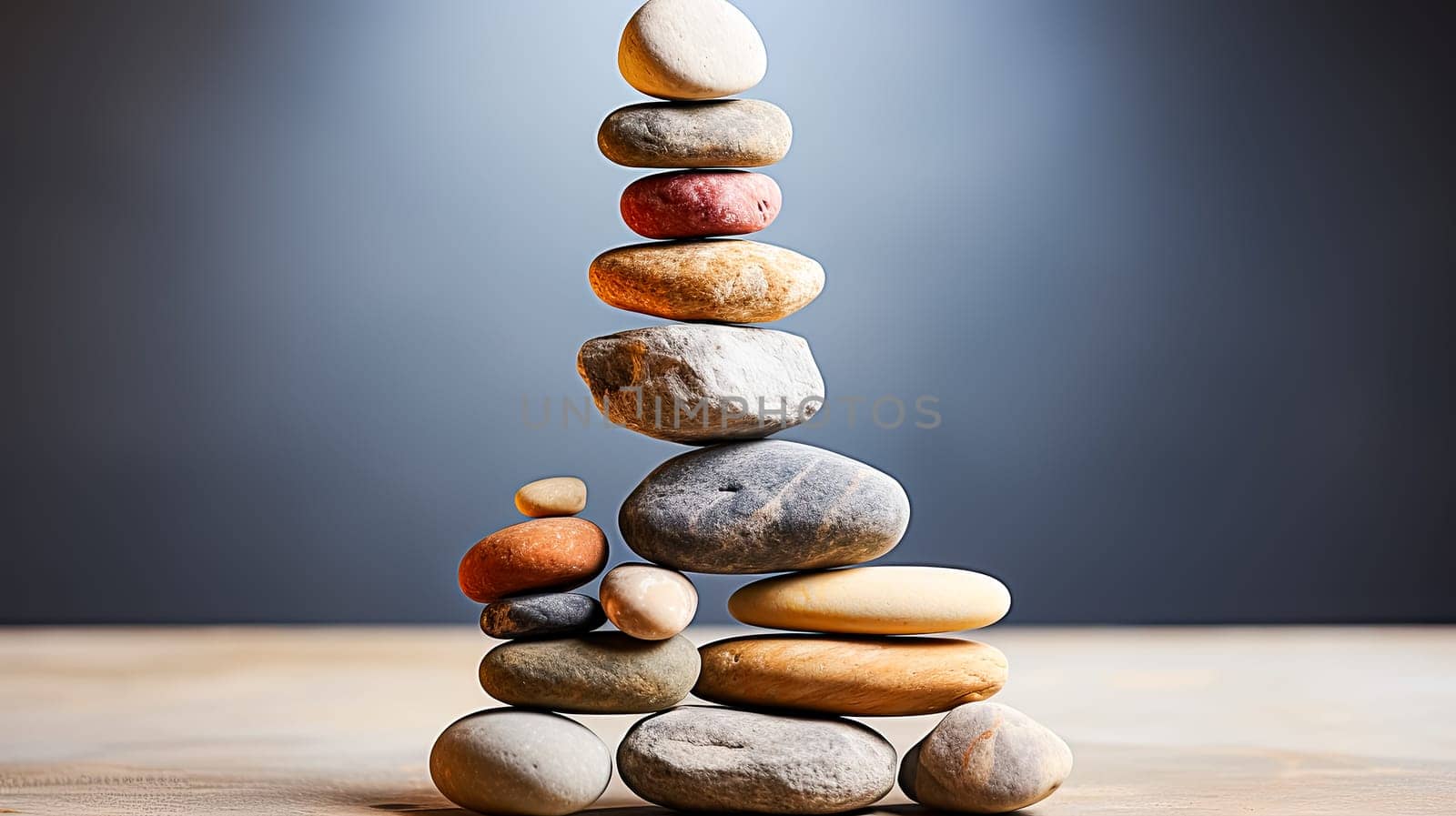 counterbalanced stones set against a calming gray background by Alla_Morozova93