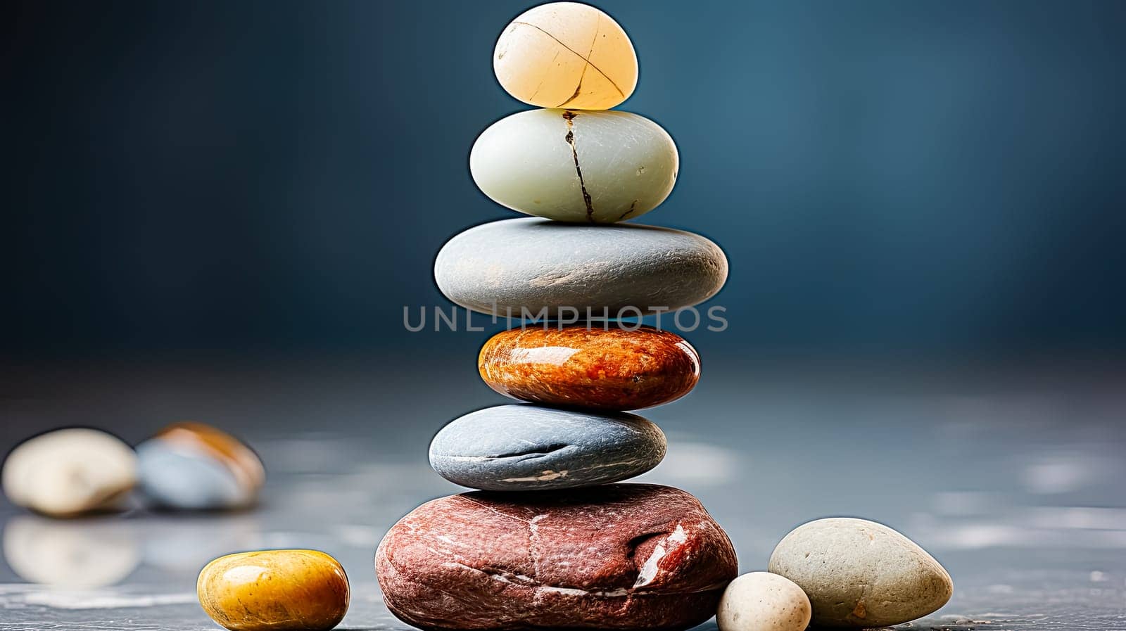 counterbalanced stones set against a calming gray background by Alla_Morozova93