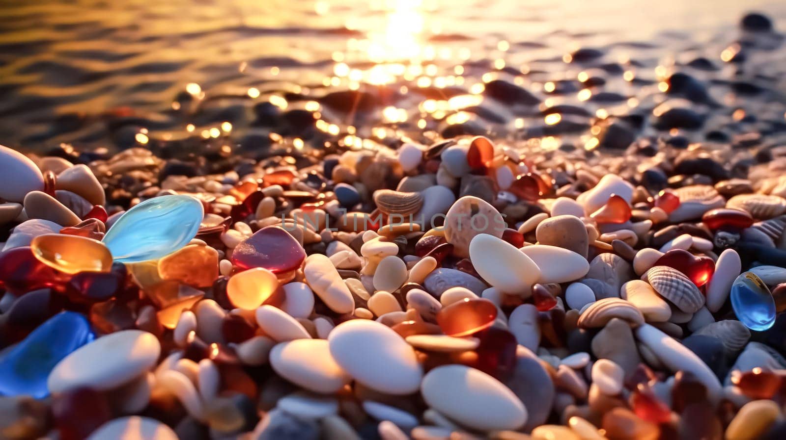 Experience the simplicity of a pebble beach against the backdrop of a clear blue sky. A serene composition capturing the essence of natural beauty and calmness.