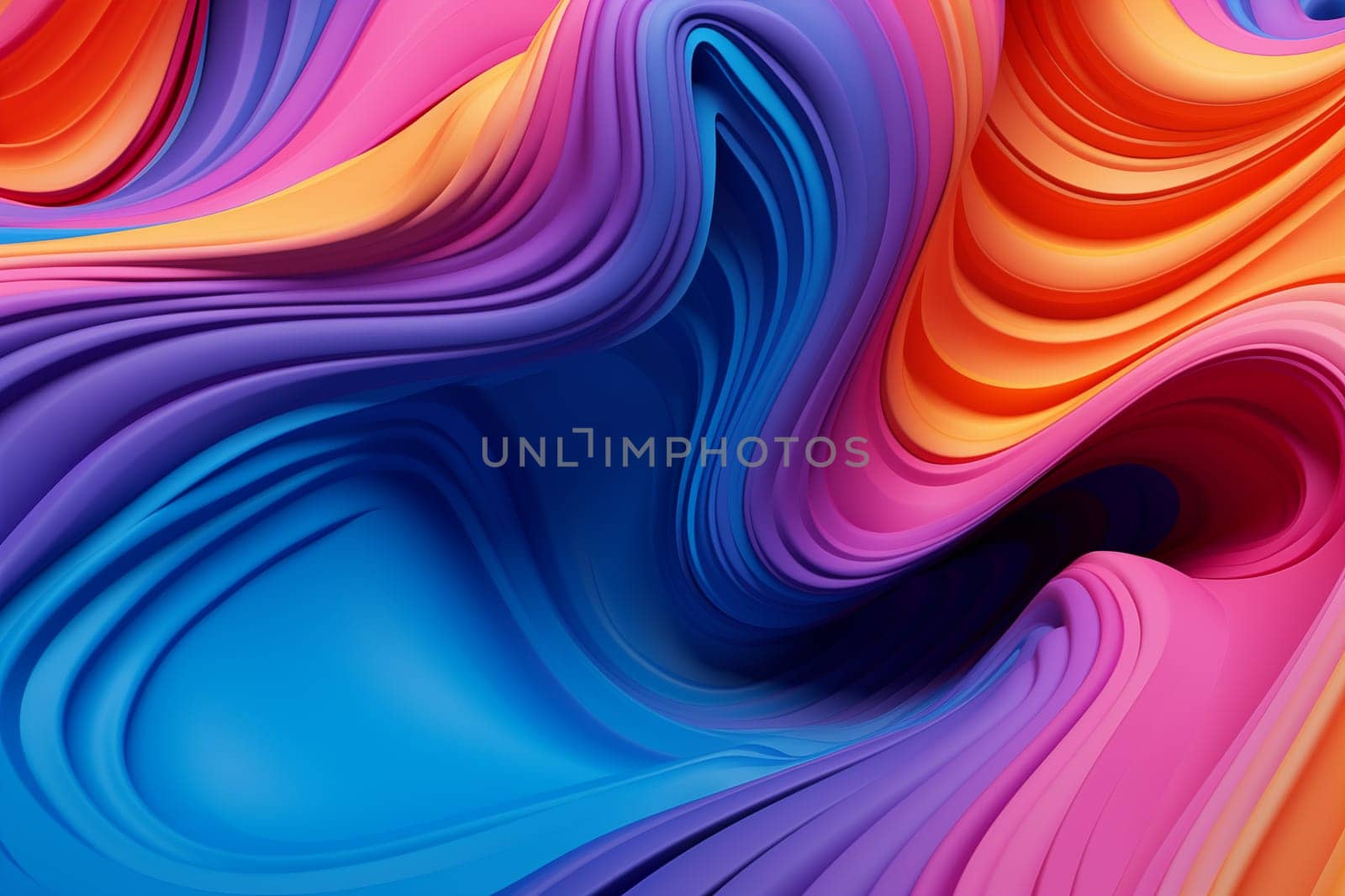 An abstract image of multicolored, wave-like folds resembling layered paper or fabric, creating a visual effect of fluid motion.