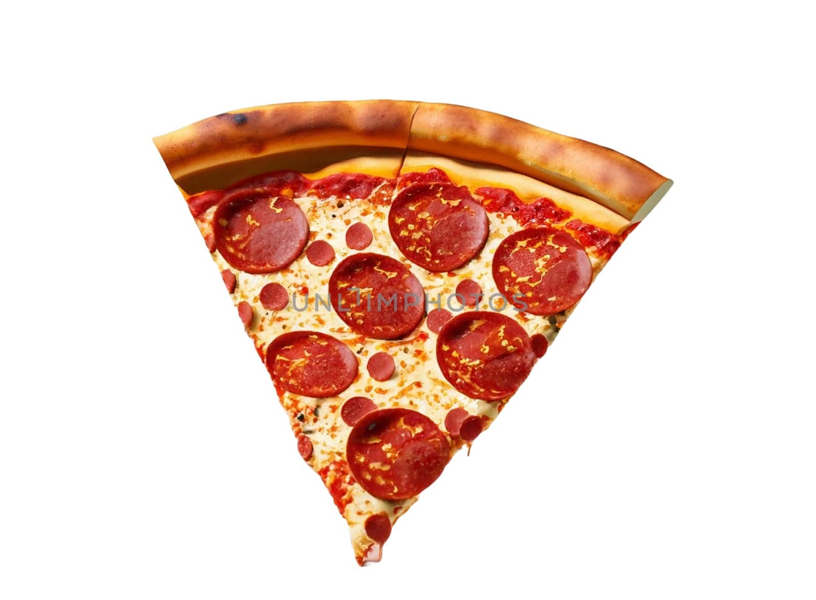 Slice of fresh italian classic original Pepperoni Pizza isolated on white background png image. High quality image