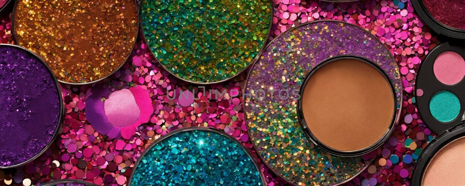 cosmetics glitter and makeup shadows. Fashion Selective focus.