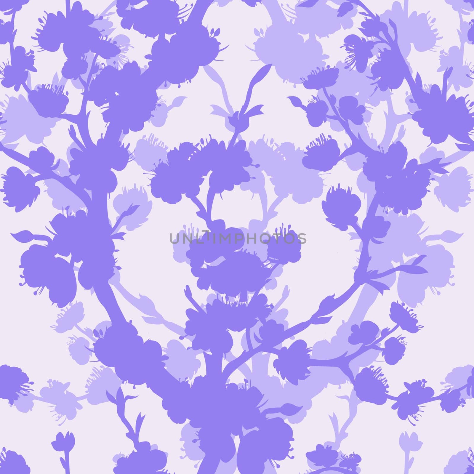 Abstract pattern with sakura silhouettes for textile by MarinaVoyush