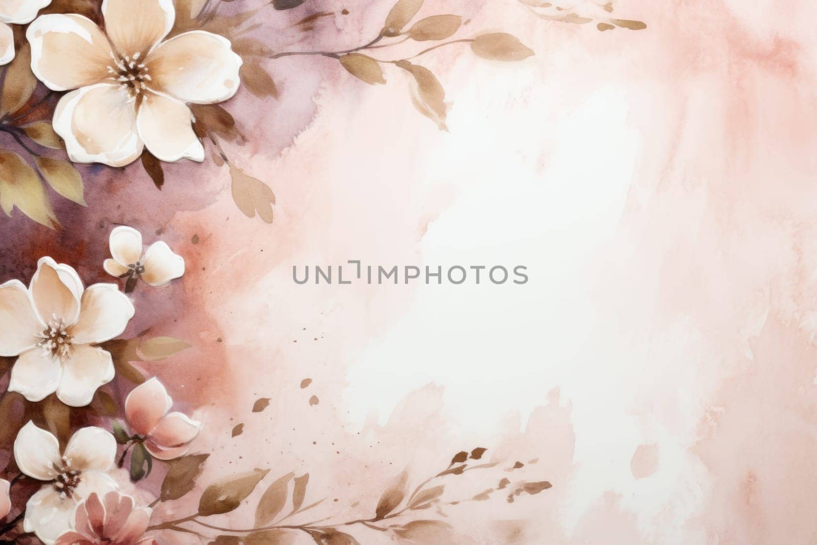 background surrounded by wedding decorations, copy space, watercolor. ai generated