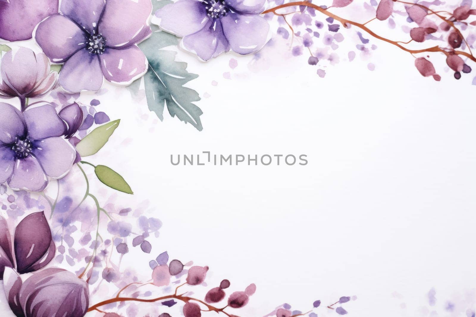 background surrounded by wedding decorations, copy space, watercolor. ai generated