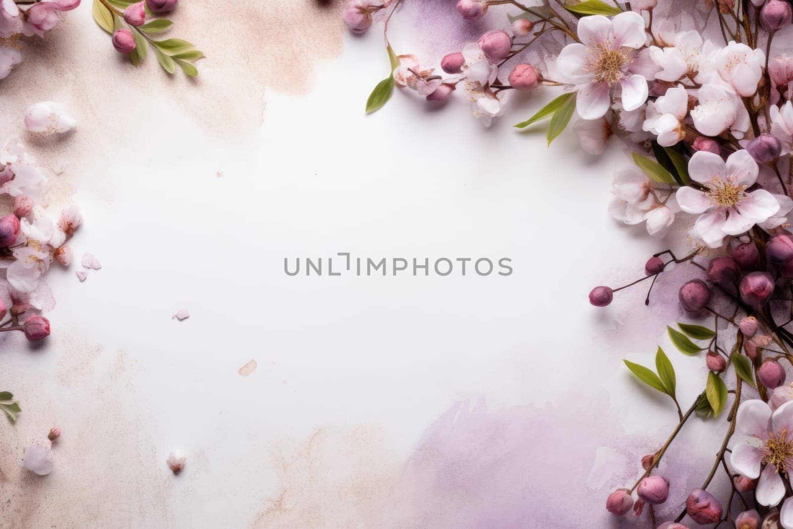 background with wedding decorations, copy space, watercolor. ai generated by Desperada
