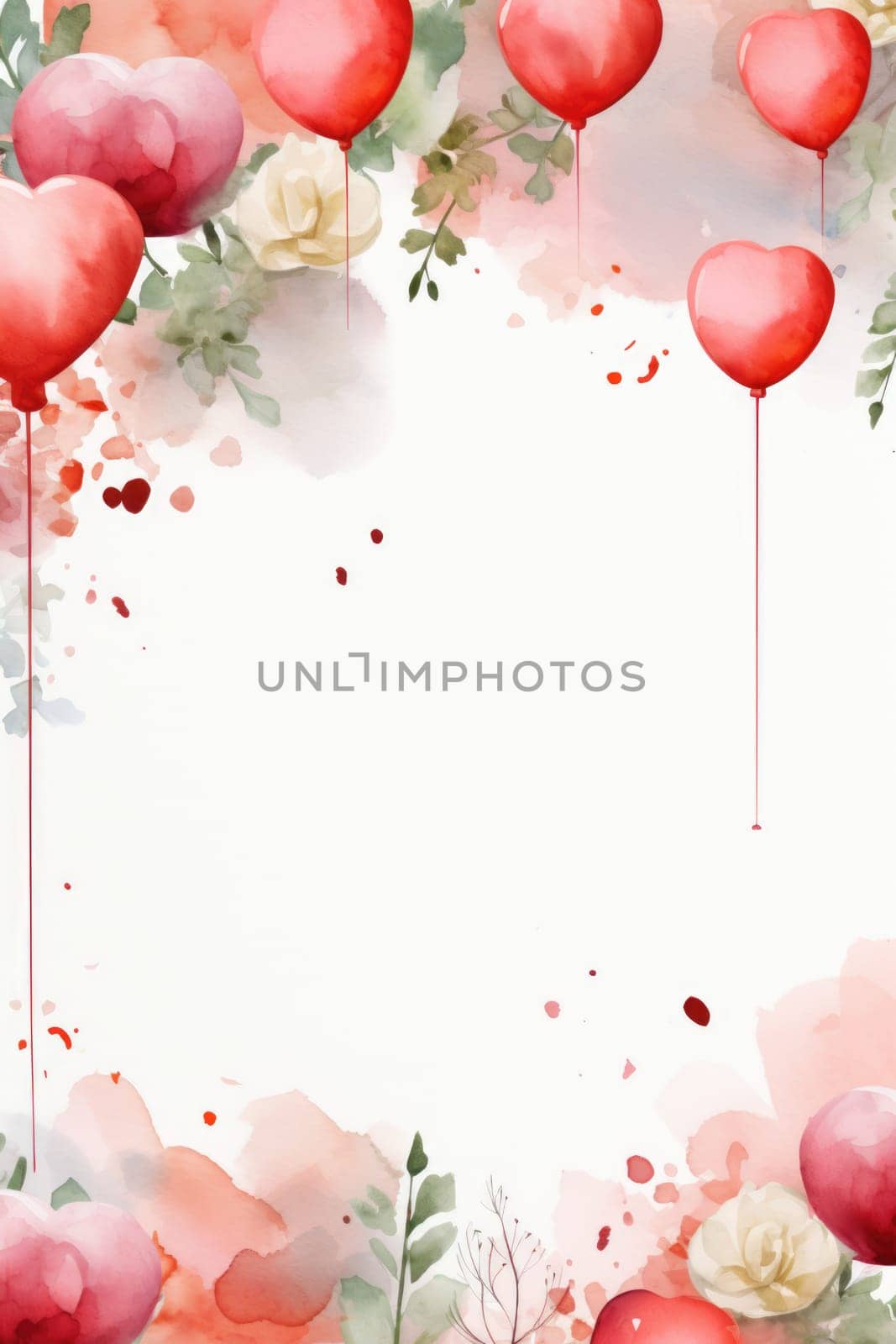background with wedding decorations, copy space, watercolor. ai generated by Desperada