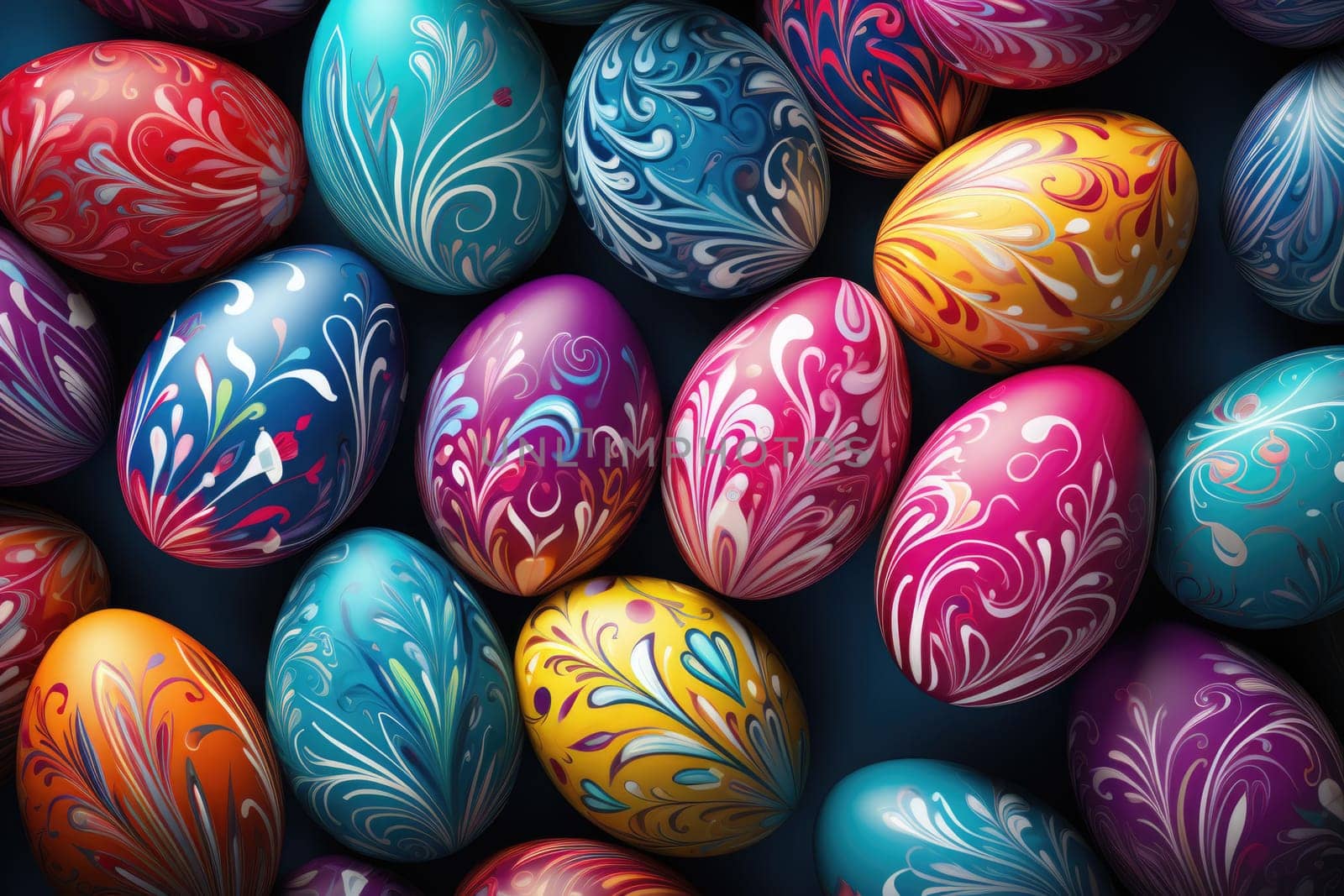 Colorful Easter eggs pattern background. ai generated