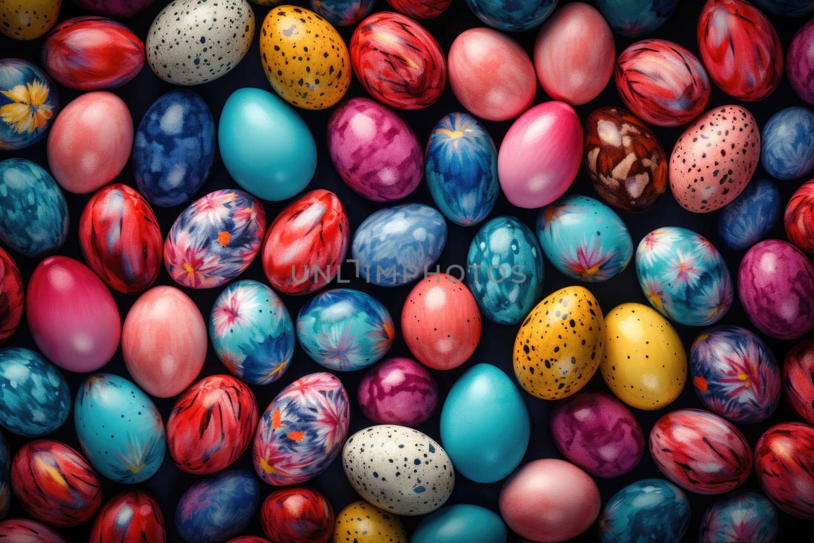 Colorful Easter eggs pattern background. ai generated