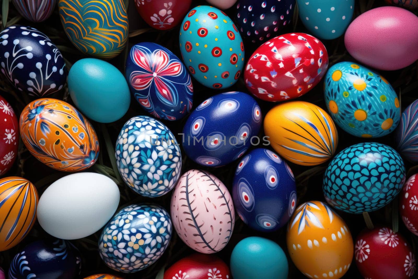 Colorful Easter eggs pattern background. ai generated