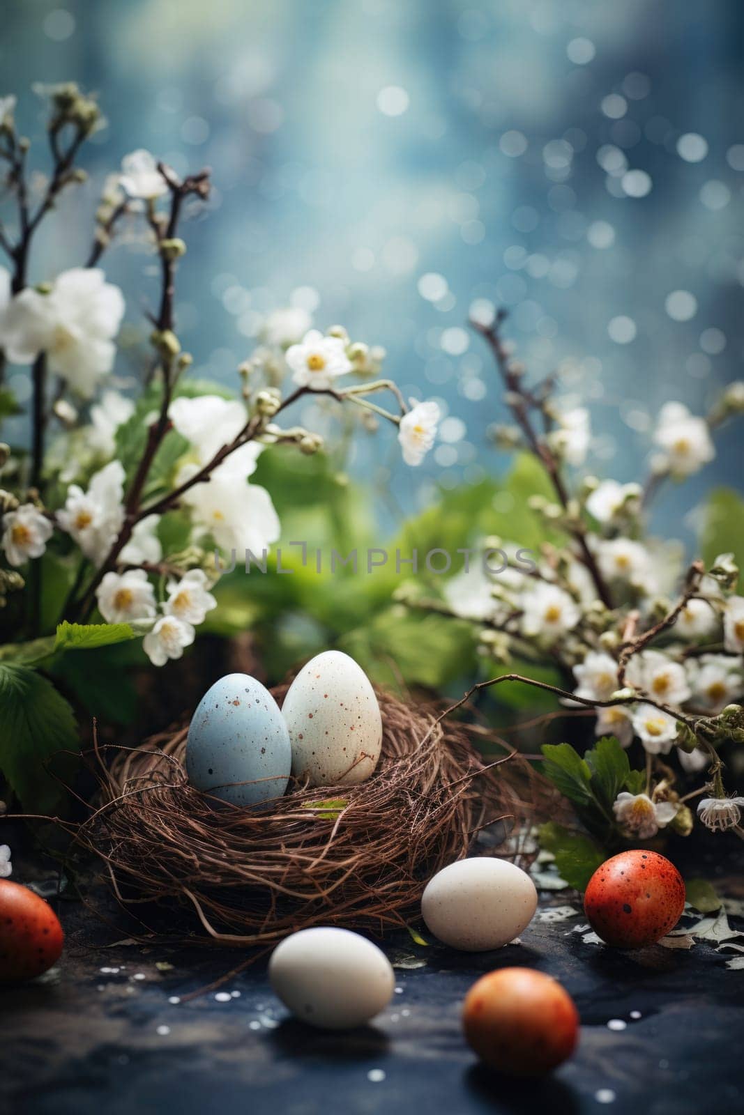 Easter decor concept. Easter background banner. ai generated