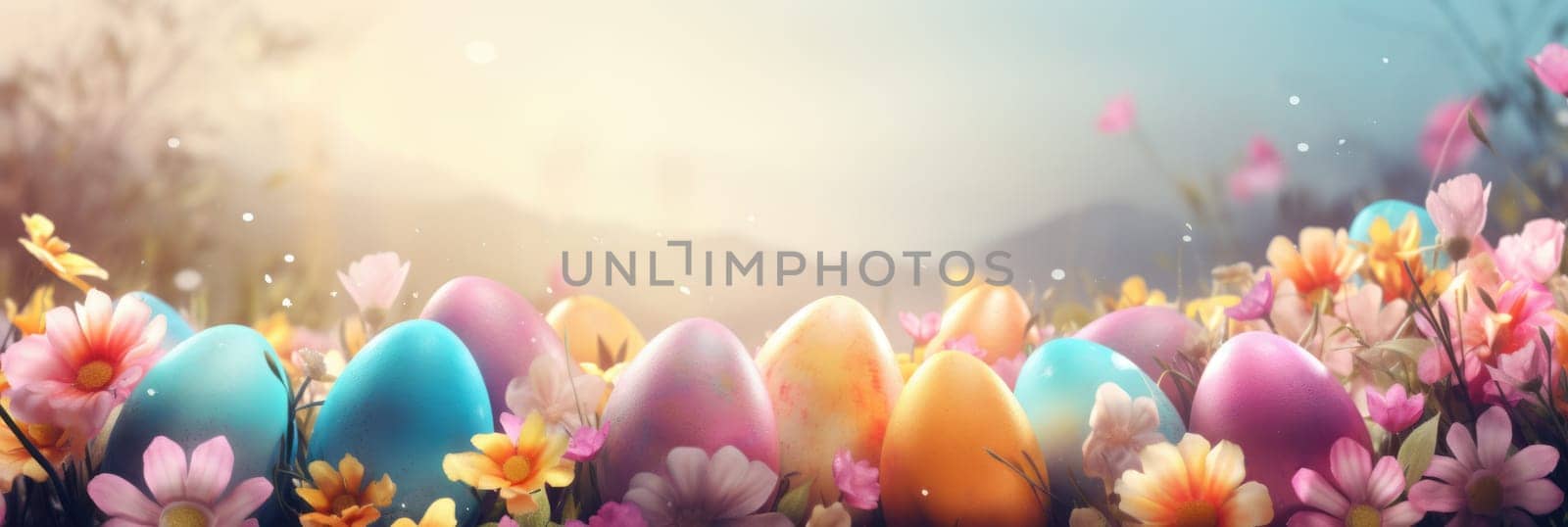 Easter decor concept. Easter background banner. ai generated