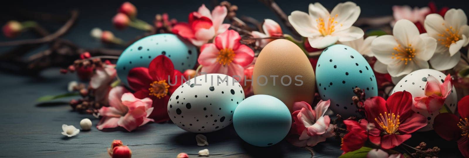 Easter decor concept. Easter background banner. ai generated