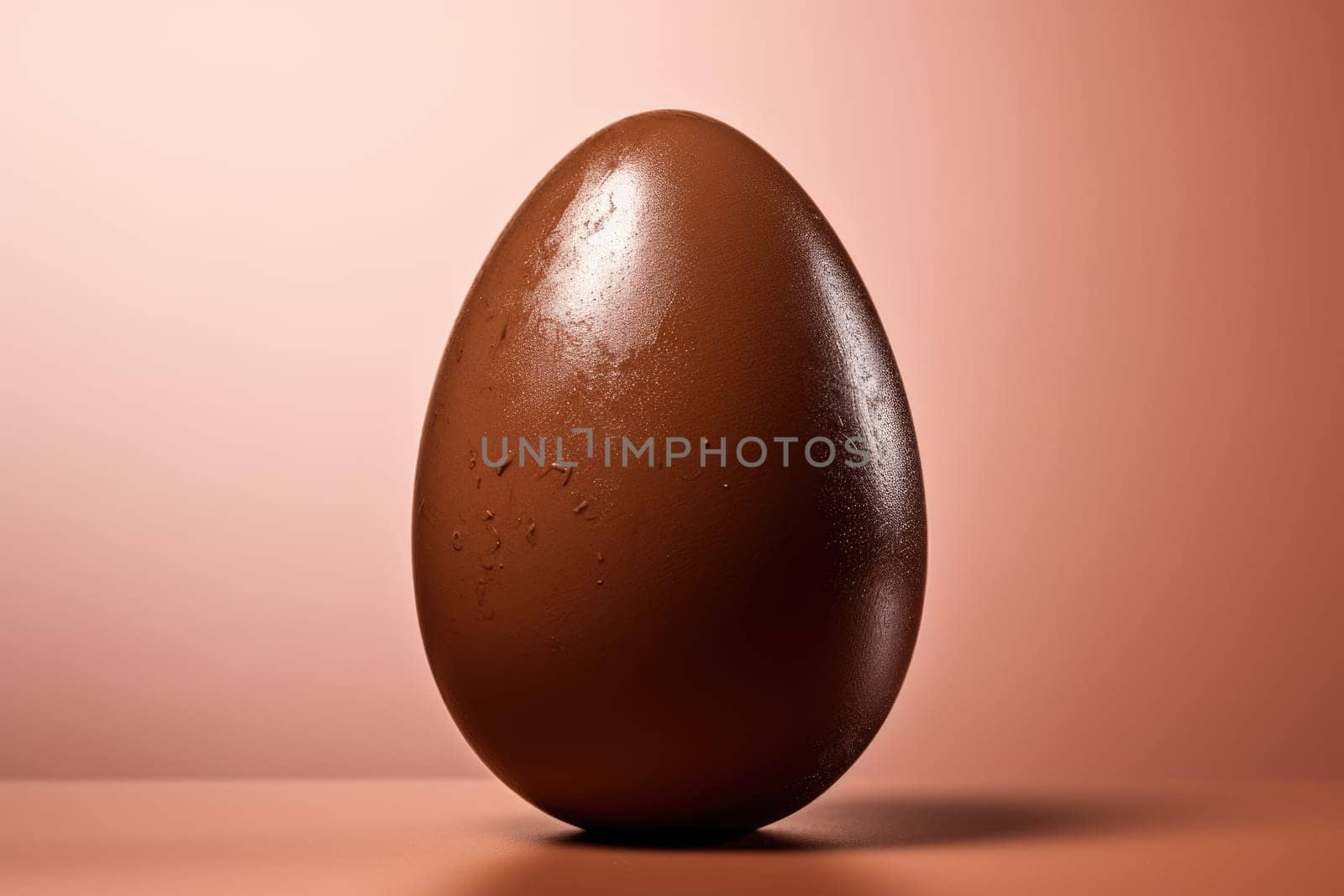 One tasty chocolate egg isolated on orange. ai generated