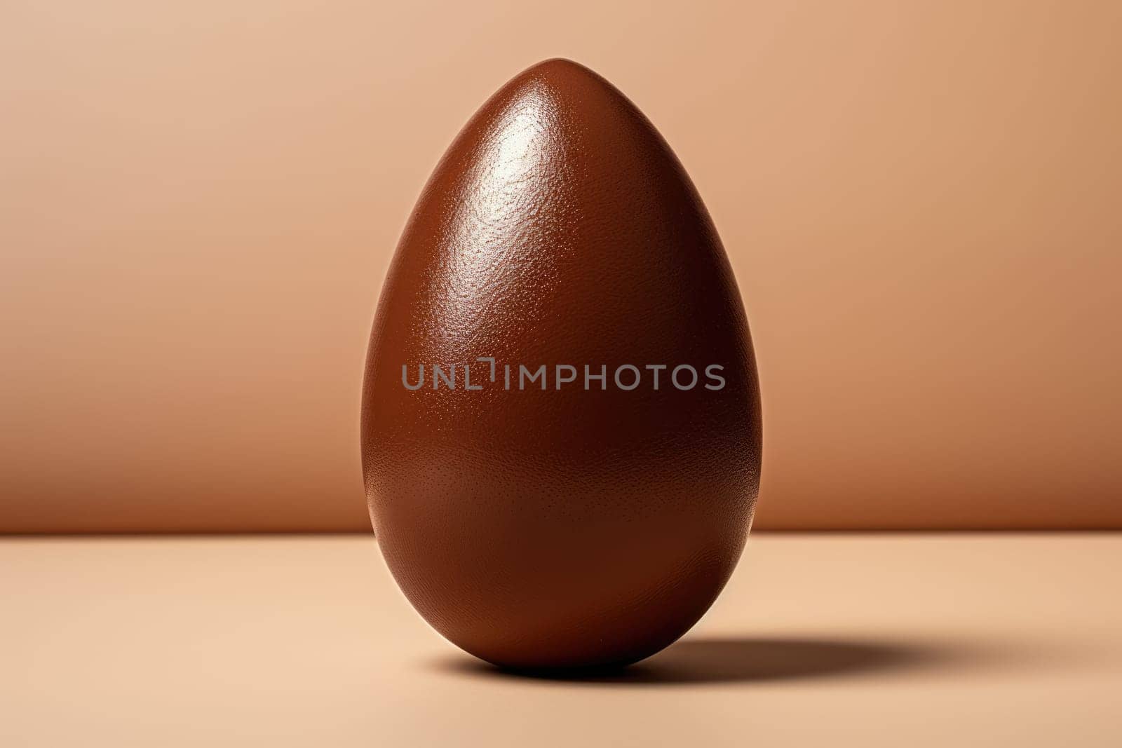One tasty chocolate egg isolated on beige . ai generated