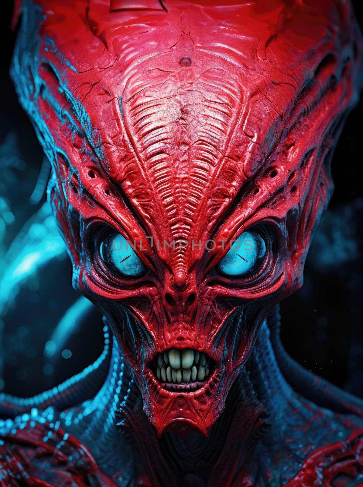 Portrait of a humanoid alien creature. Science fiction illustration