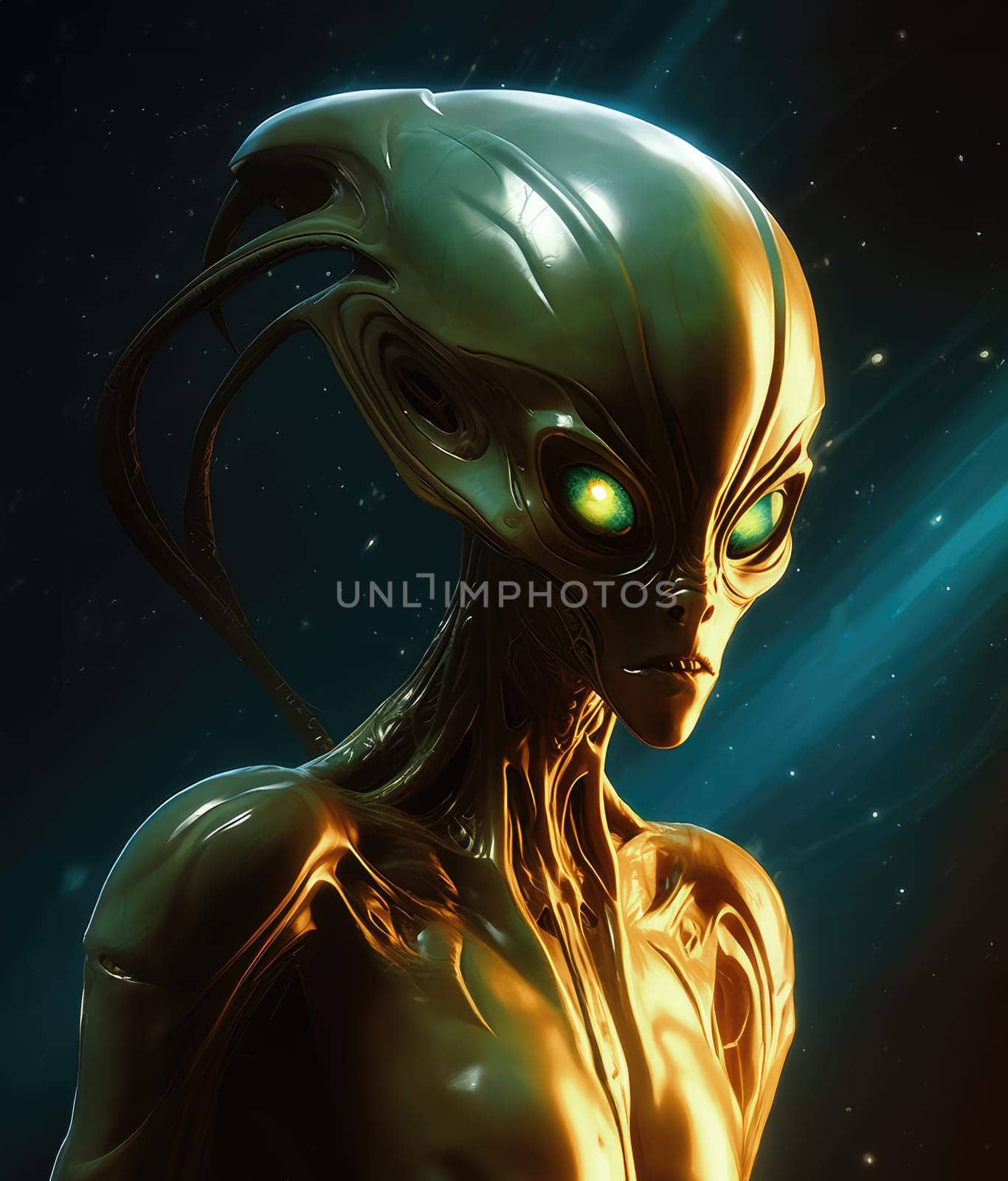 Portrait of a humanoid alien creature.  by palinchak