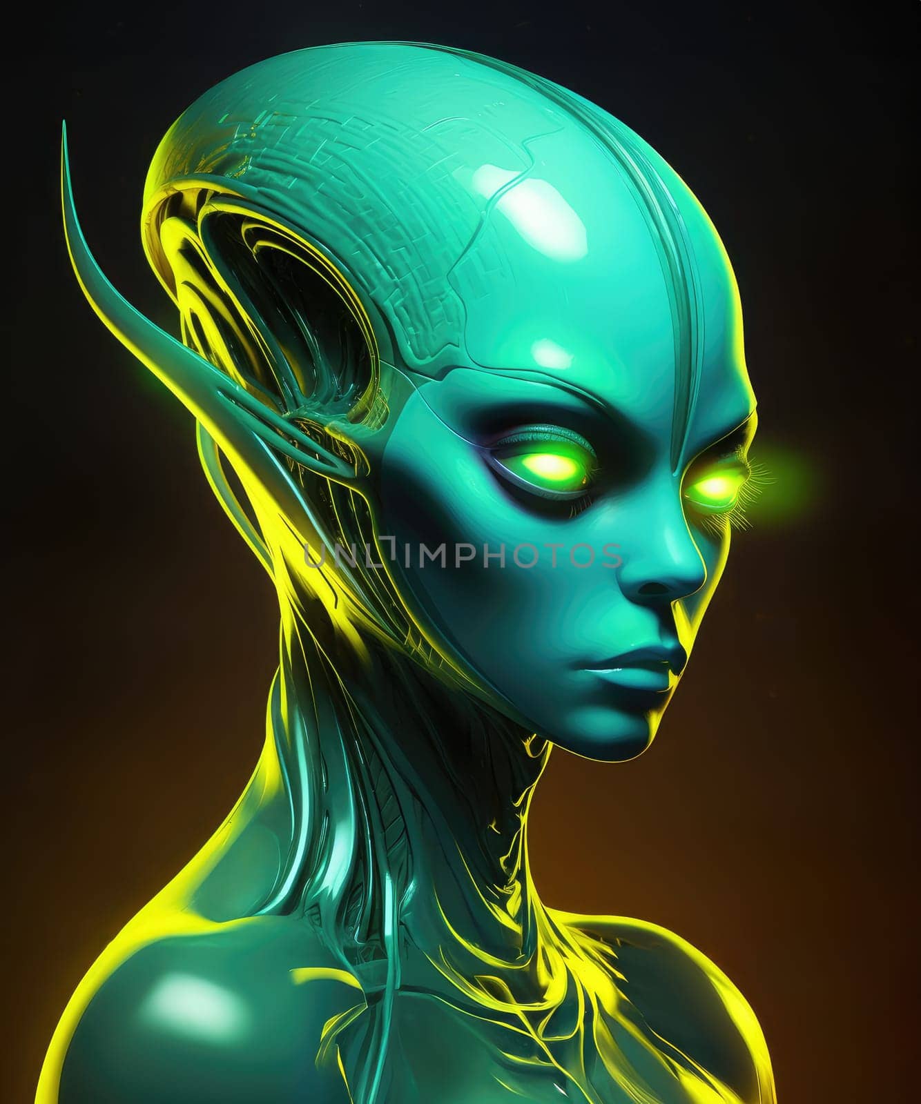 Portrait of a humanoid alien creature.  by palinchak