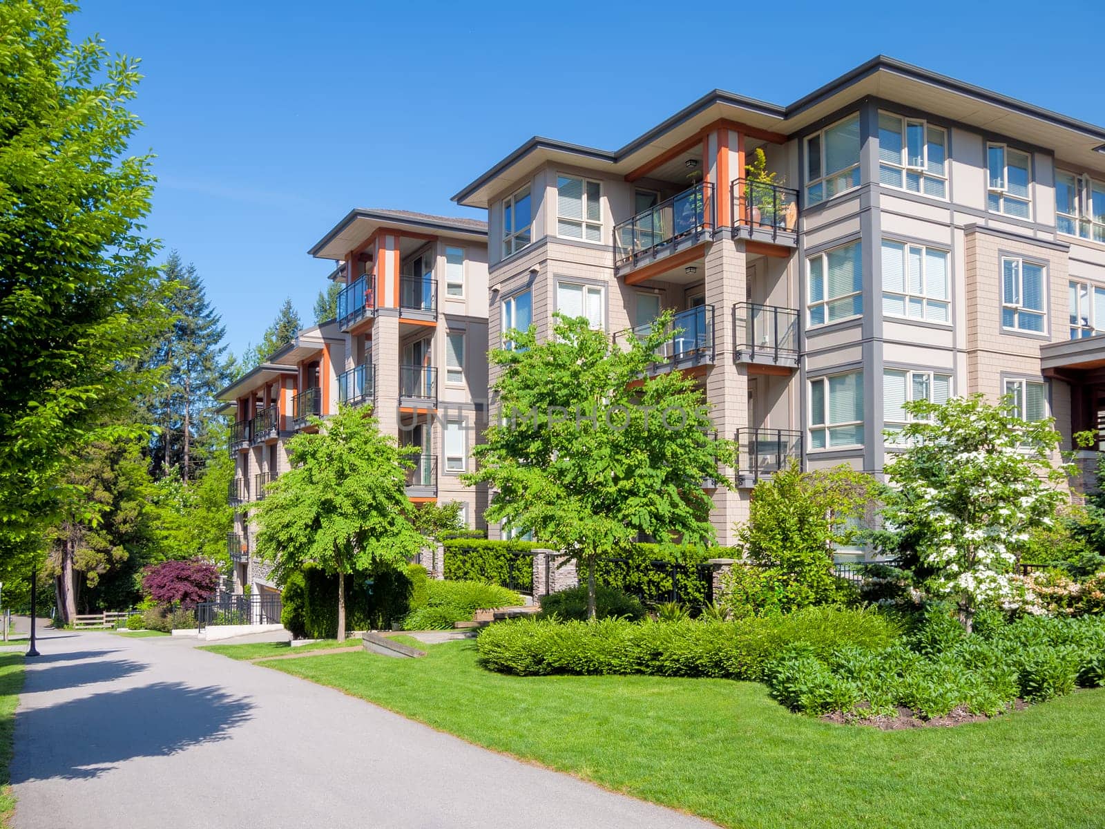 Modern apartment buildings in Vancouver, British Columbia, Canada.