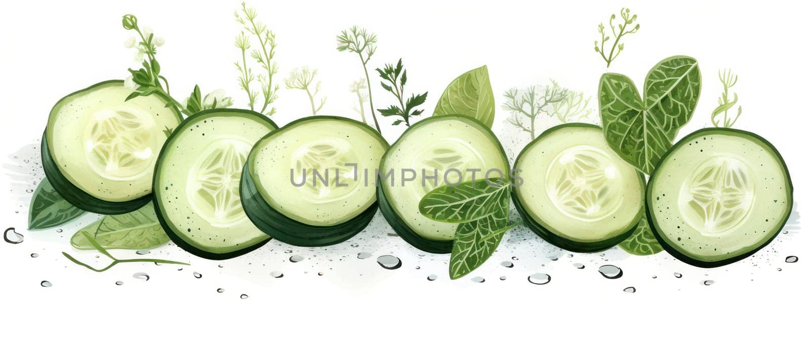 Green, Fresh Cucumber Slice on White Background: A Refreshing and Healthy Organic Vegetable.