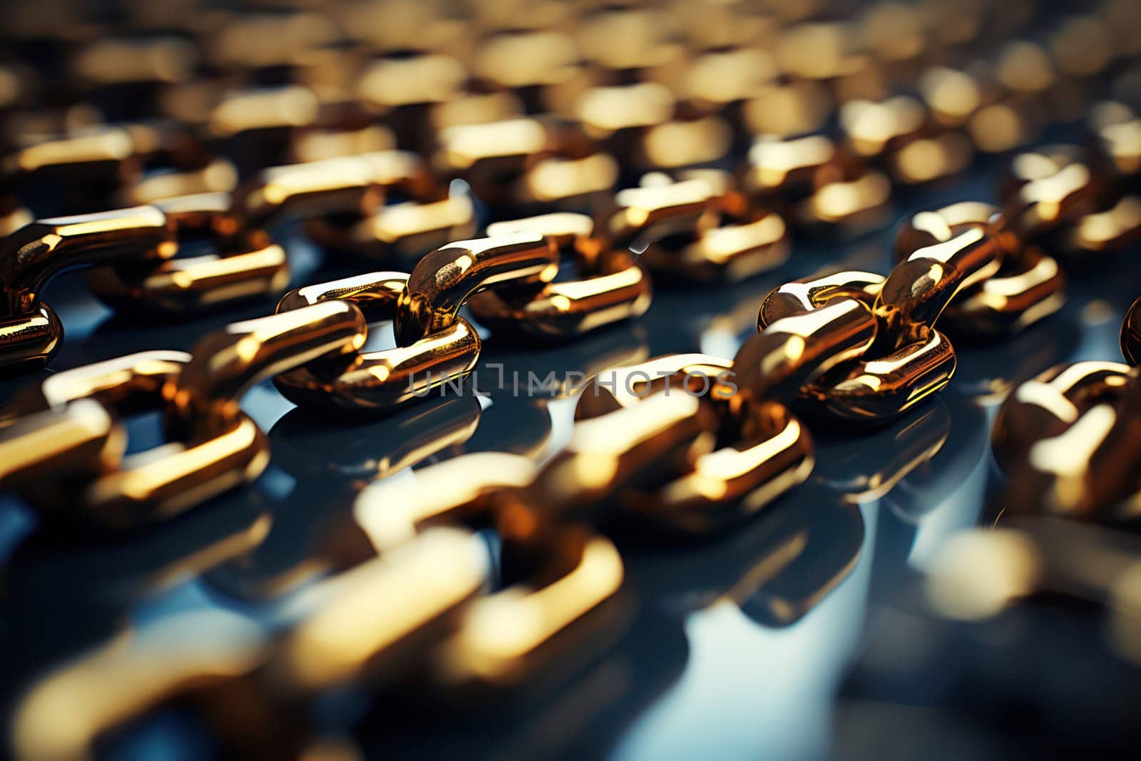 The Strong Link of Security: Shiny Steel Chains Connecting Power and Strength in Industrial Background by Vichizh