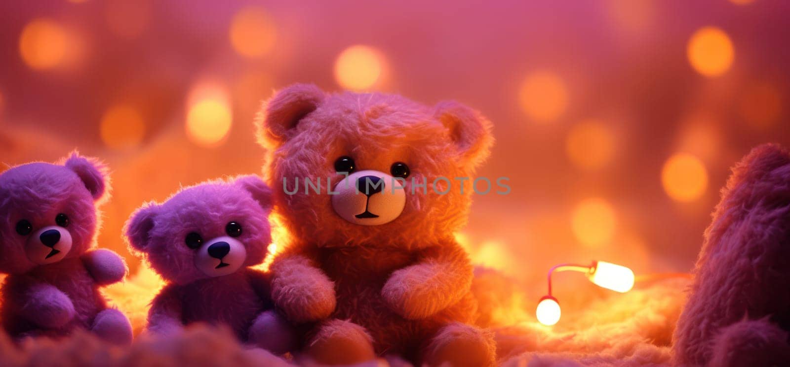 Love and Comfort: A Cute Teddy Bear Brings Joyful Childhood Memories to a Lonely Girl in a Beautiful Bedroom. by Vichizh