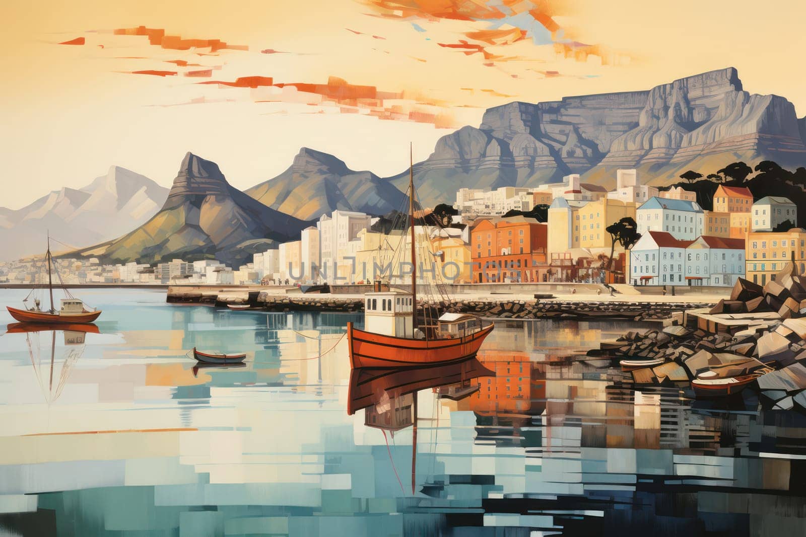 Harbor Haven: Tranquil Waters and Majestic Table Mountain in Cape Town's Scenic Victoria Bay by Vichizh