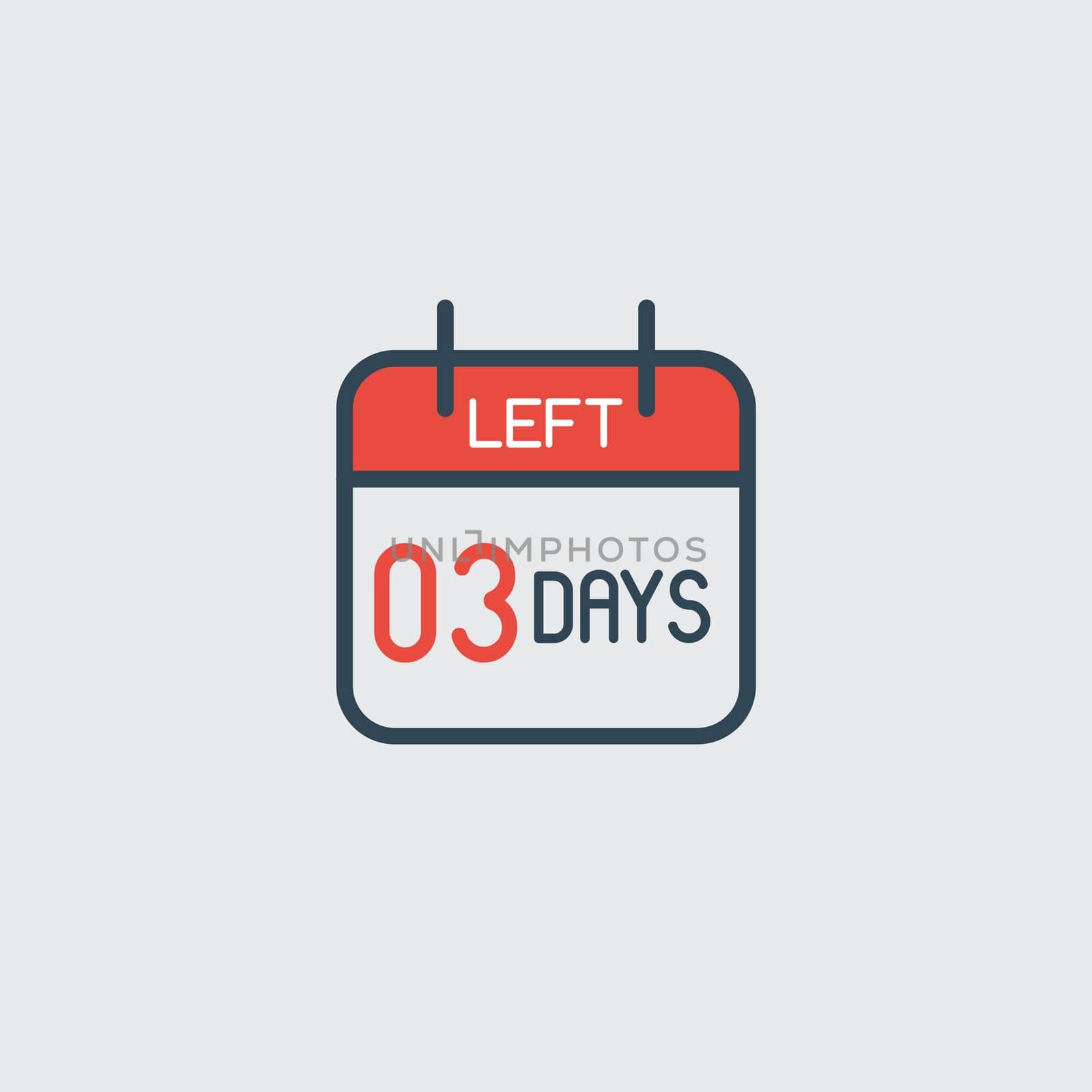 Countdown daily page calendar icon 03 days left. Number day to go. Agenda app, business deadline, date. Reminder, schedule simple pictogram. Countdown for sale, promotion by Kyrylov