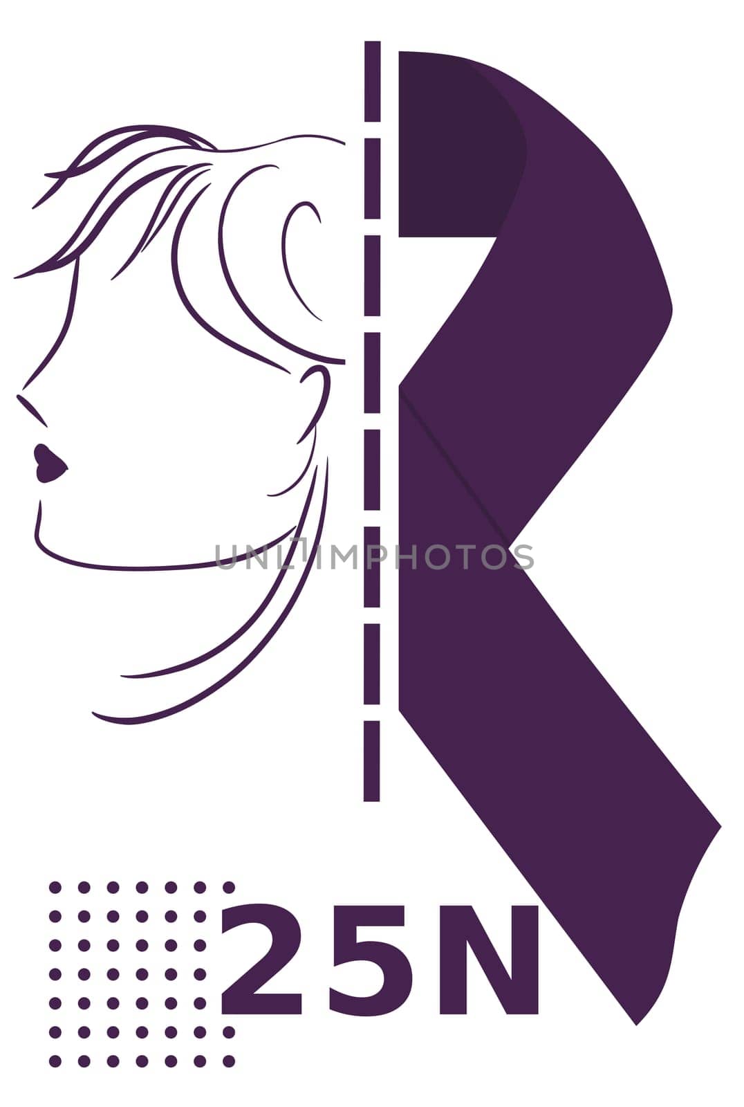 One-face silhouette in concept of the International Day for the Elimination of Violence against Women on November 25, against gender violence and abuse.