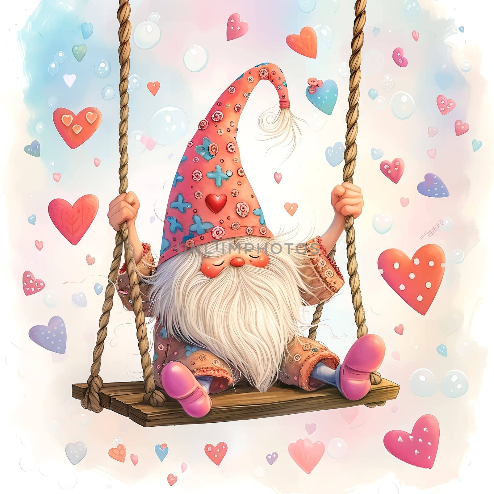 Gnome in love. Card for Valentine's Day. AI generated. by AndreyKENO