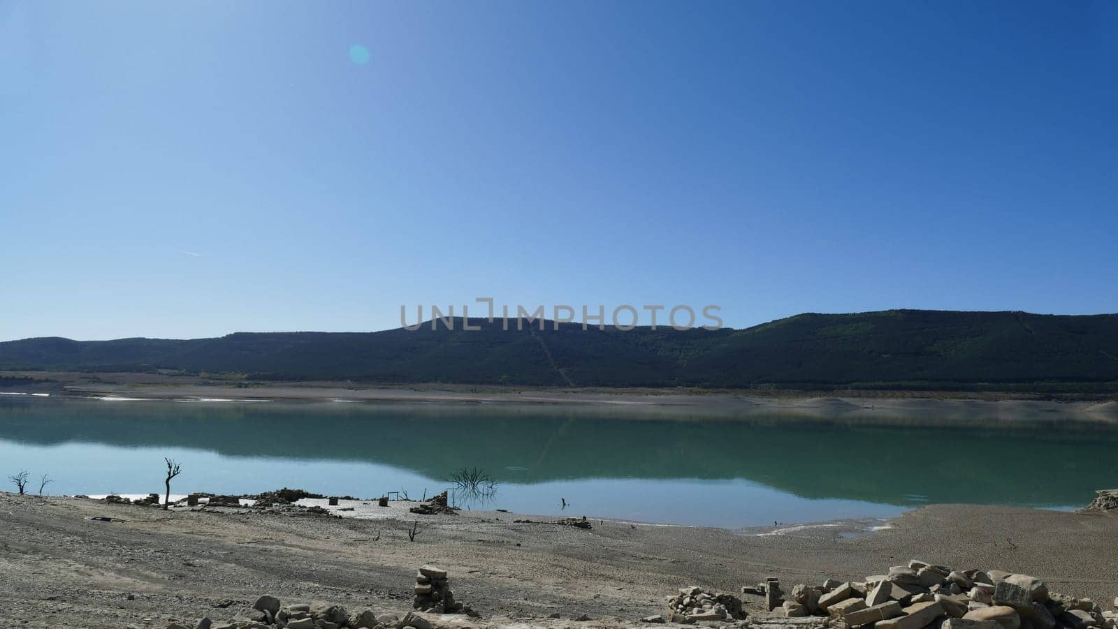 Low water level and remains of the ruins of the Yesa reservoir in Navarre - October, 2019 by XabiDonostia